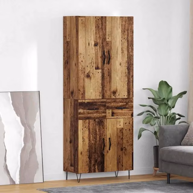 Set di 2 credenze buffet vidaXL in legno e vetro, colore marrone, L/P/H: 180 x 34 x 69,5 cm – 1