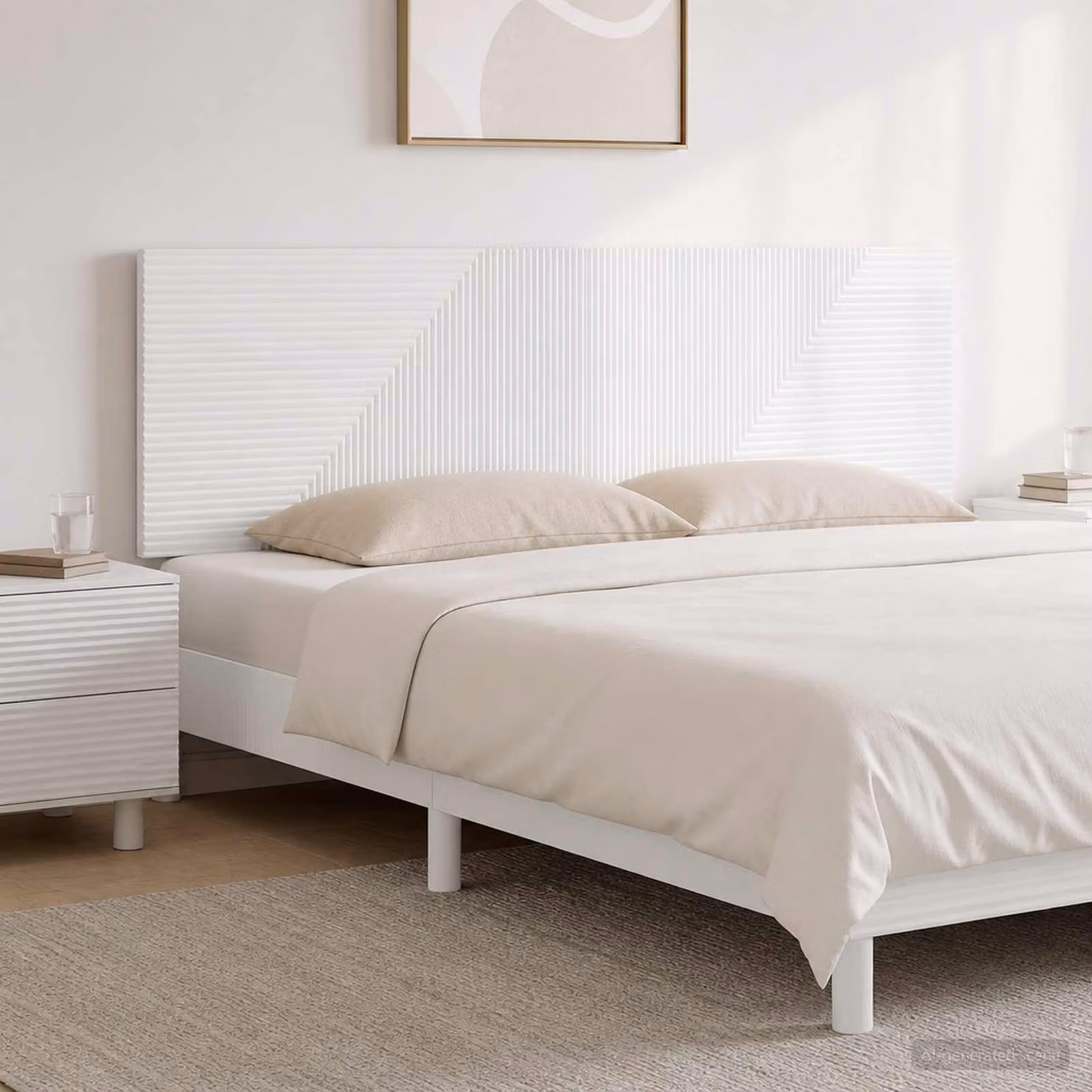 Testiera da muro vidaXL HAARLEM in legno ingegnerizzato bianco lucido con ripiano integrato