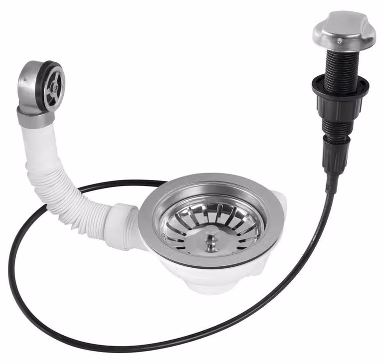 Lavello in acciaio inox 6/4" con troppopieno e comando, acciaio inox