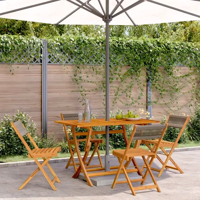 Set di 4 sedie pieghevoli vidaXL in legno di acacia grigio con seduta in textilene e braccioli