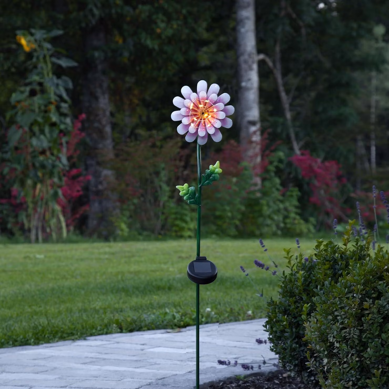 Barretta solare a LED "Pink Daisy", margherita, rosa