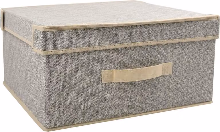 MSV Contenitore pieghevole con coperchio Contenitore portaoggetti Cestello da scaffale Cassa pieghevole Cestello inseribile Cassa giochi Grigio - 41 x 35 x 20 cm