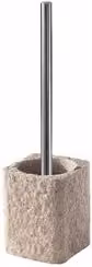 Porta scopino WC ad appoggio Gedy con spazzola, Beige e Argento, L/P/H: 10,5 x 10,5 x 40 cm