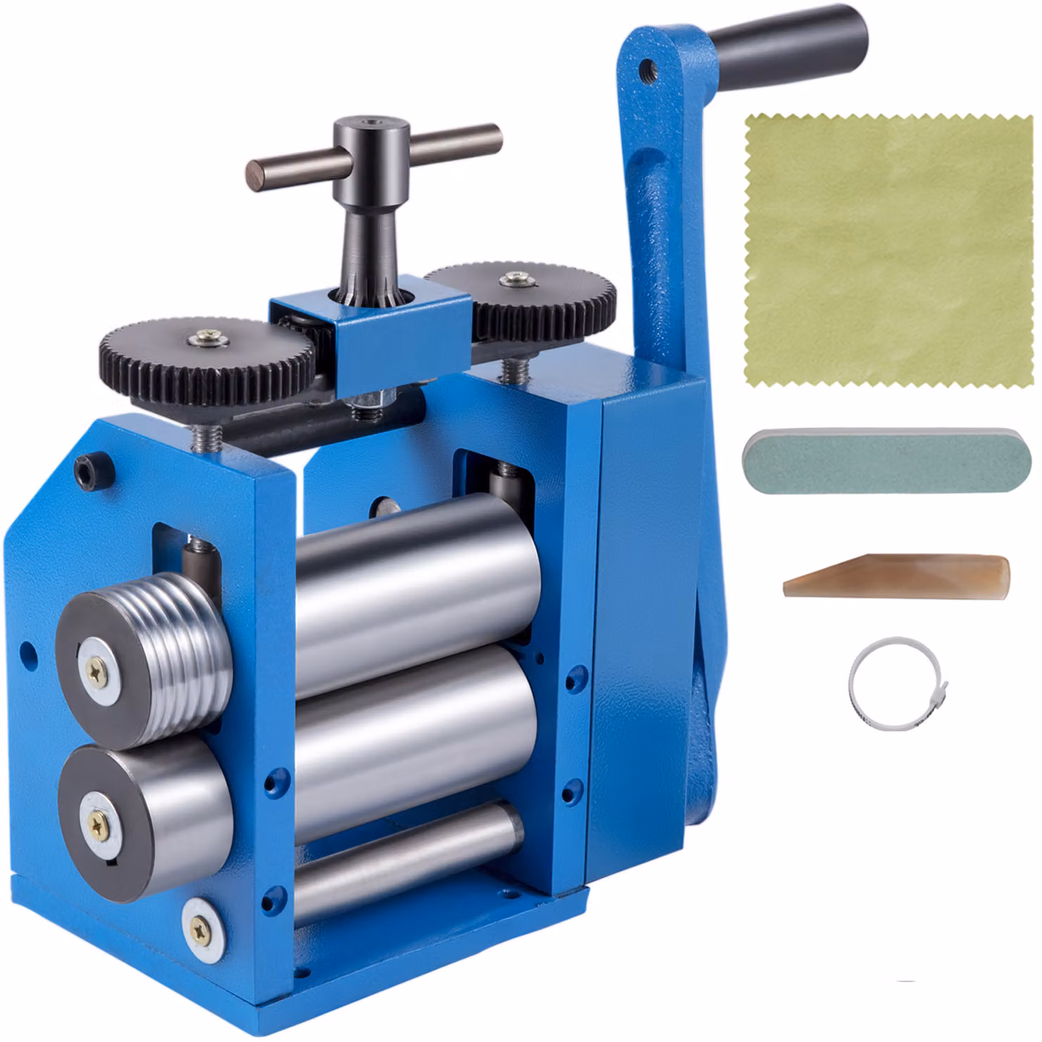 Laminatoio combinato VEVOR 112 x 48 mm laminatoio combinato, macchina per laminazione a mano, laminatoio per gioielli con quattro stampi buona resistenza all'usura tavoletta per la progettazione e la riparazione di gioielli 17,3 kg