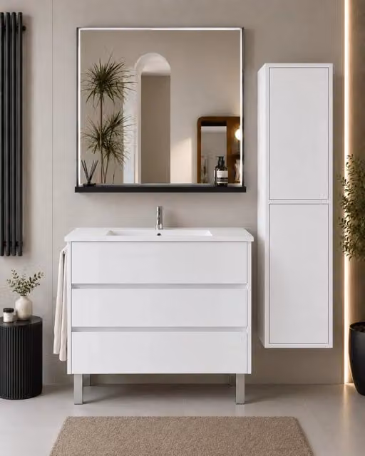 Mobile bagno con lavabo ORIGENBATH IMPERIA senza specchio 120x45 cm 1 vasca bianco con colonna