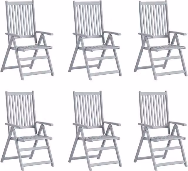 Sedie da Giardino Reclinabili 6 pz con Cuscini Massello Acacia 3065324