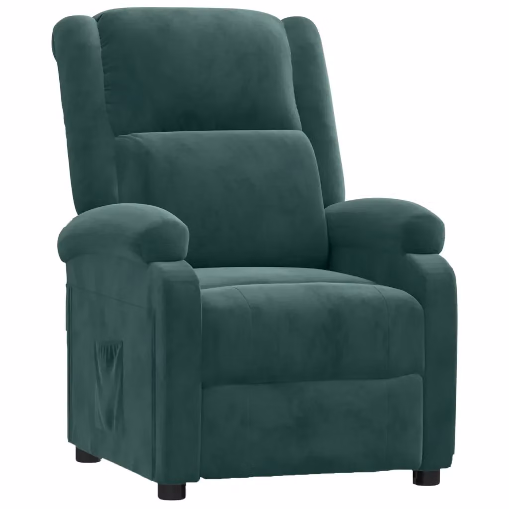 Poltrona Reclinabile Relax vidaXL in Velluto Verde con Braccioli e Regolazione Manuale – 2
