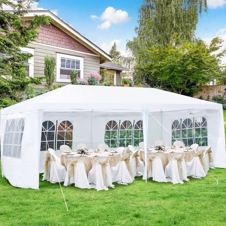 Tenda da giardino per feste con 4 pareti laterali rimovibili, tenda da birra con protezione UV, tenda da giardino 3 x 6 m