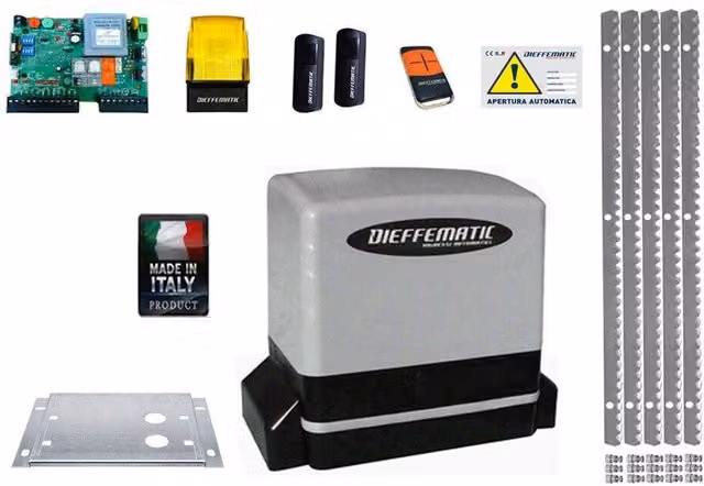 KIT MOTORE 900KG SCORREVOLE AUTOMATICO CON 5 MT CREMAGLIERA FERRO 230V KV9