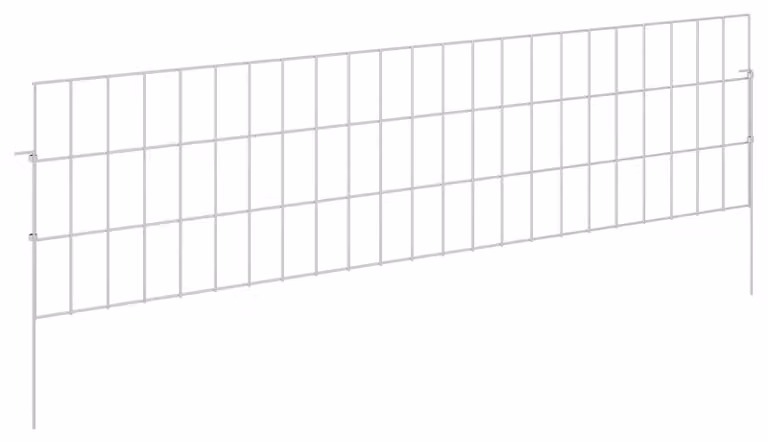 Recinzione da giardino con pali, confezione da 24 pezzi, dimensioni 115 x 30 cm, rete argentata