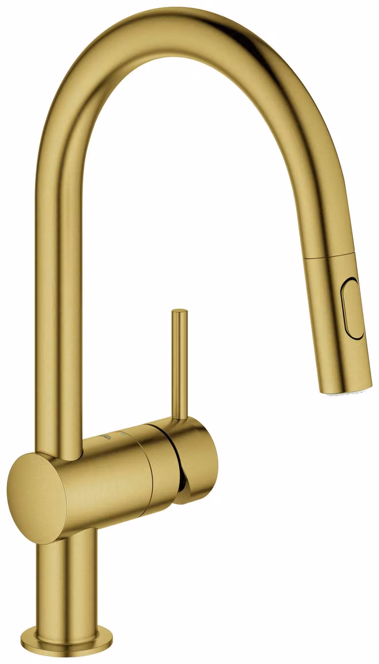 GROHE Minta Mitigeur monocommandé pour évier, portée 223mm, bec en C, extractible, Easy Docking, pivotant, double douchette d'évier, 32321GN2, 32321GN2
