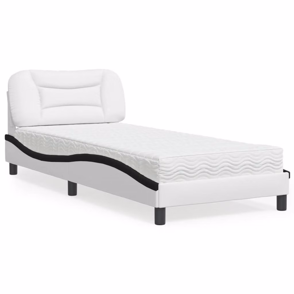 Letto con Materasso Hvar vidaXL in Similpelle Nero e Bianco L: 80 cm, P: 200 cm