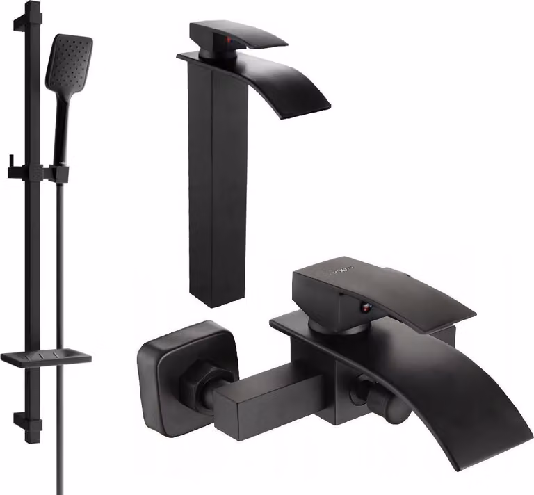 Mexen Aries DQ62 set vasca da bagno, nero - 744813DQ62-70