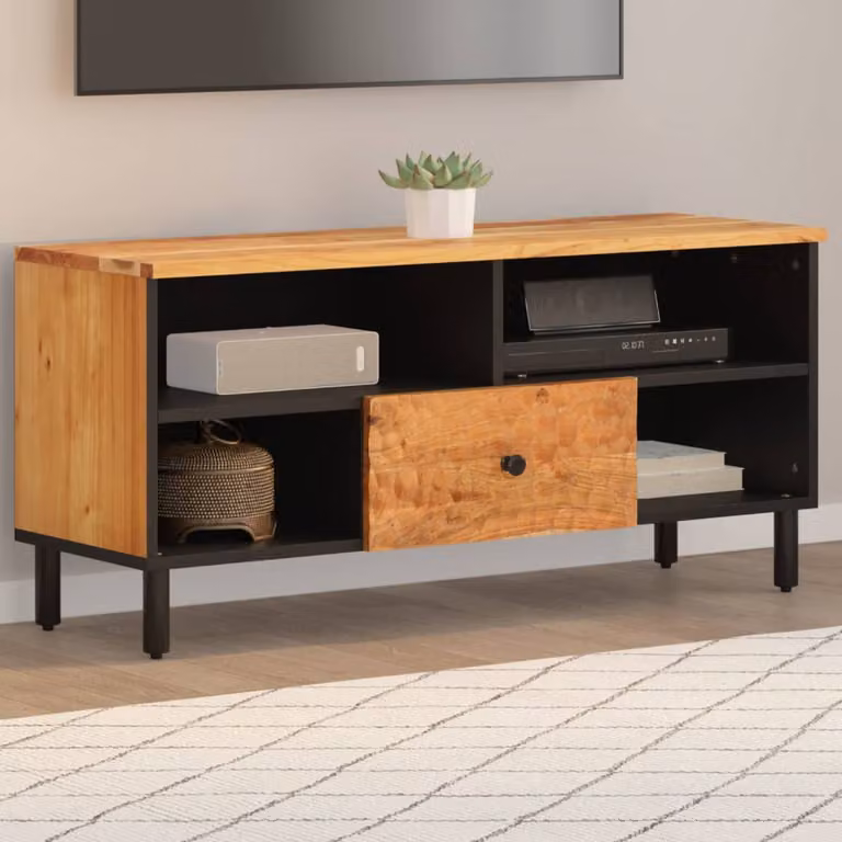 vidaXL Mobile Porta TV Moderno in Legno di Acacia Marrone L: 100 cm, P: 33 cm, H: 46 cm