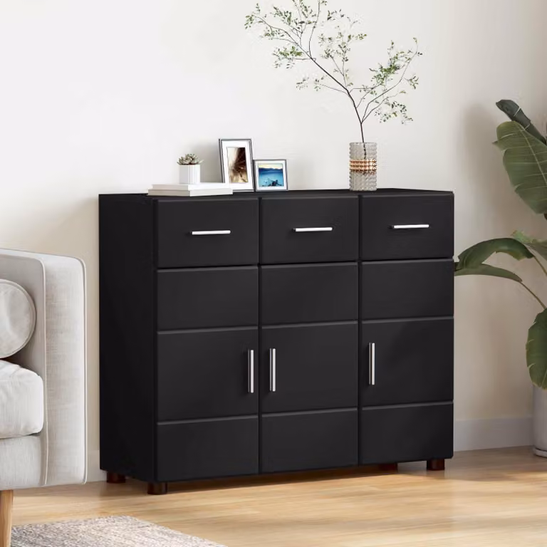 Credenza moderna vidaXL FLORIN in legno ingegnerizzato nero opaco L 88,5 x P 30,5 x H 73 cm