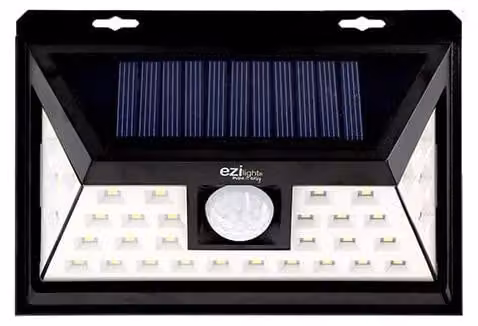 Lampada da parete solare a LED, 24 LED, 250 lumen, stile retrò, colore nero