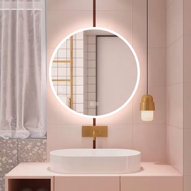 Aica Specchio da bagno a LED+80x80cm+Bluetooth+3 Temperature di Colore+Funzione Antiappannamento