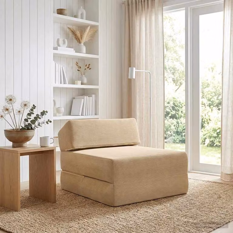 vidaXL Divano Letto Pieghevole Moderno in Tessuto, Verde Grigio Beige, L/P/H: 70 x 60 x 41 cm