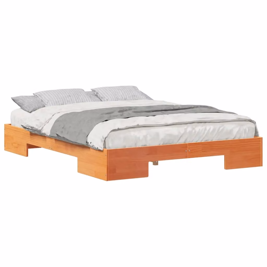 Struttura del letto moderna in legno di pino vidaXL, Marrone, L/P/H: 200 x 150 x 153,5 cm – 2
