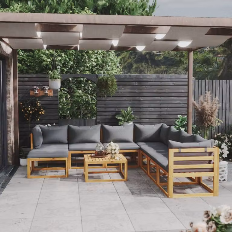 Maison Exclusive - Set da giardino da 9 pezzi con cuscini, in legno massello di acacia