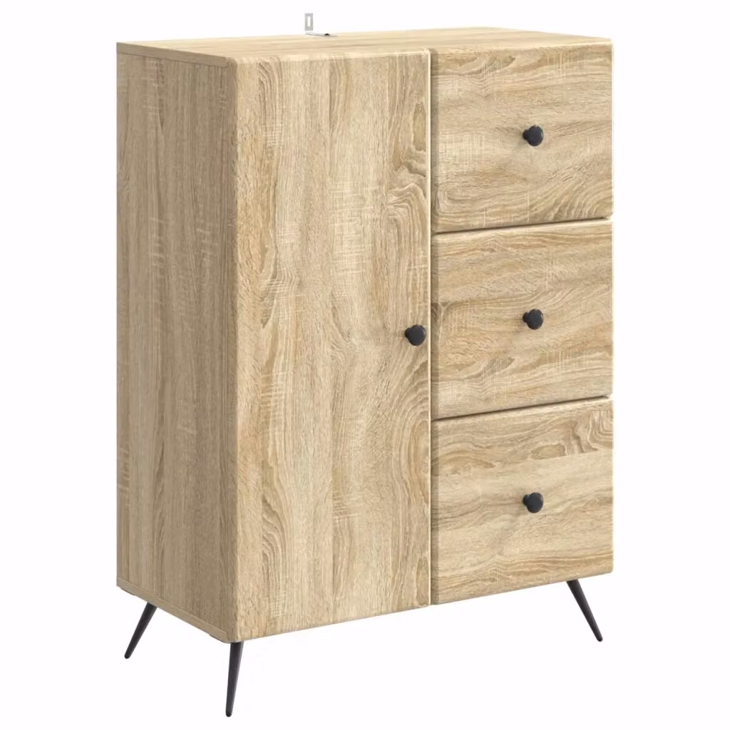 Credenza moderna vidaXL in legno MDF e metallo, colore marrone e beige, L: 66 cm, P: 34,5 cm, H: 90 cm – 2