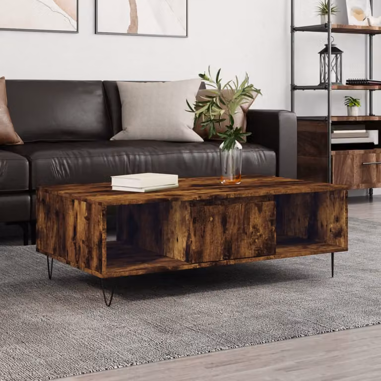 vidaXL Tavolino da Salotto in Legno e Metallo, Colore Marrone, L 104 x P 60 x H 35 cm
