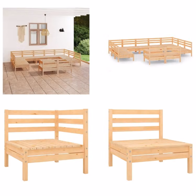 vidaXL 12 pezzi set salotto da giardino pino massiccio - Set di mobili da giardino - Set di mobili da giardino - Set di mobili da giardino - Set di mobili da giardino