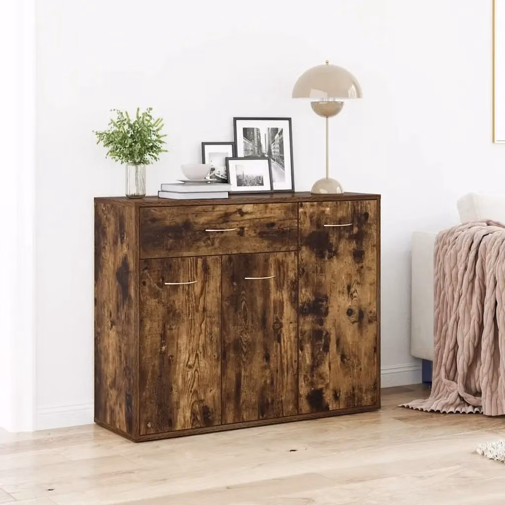 Credenza Buffet in Legno Ingegnerizzato Rovere Fumo L: 88 cm, P: 30 cm, H: 70 cm – 2