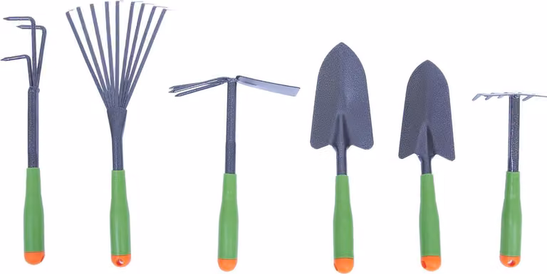 Set da giardino in acciaio composto da 6 pezzi con manici ergonomici