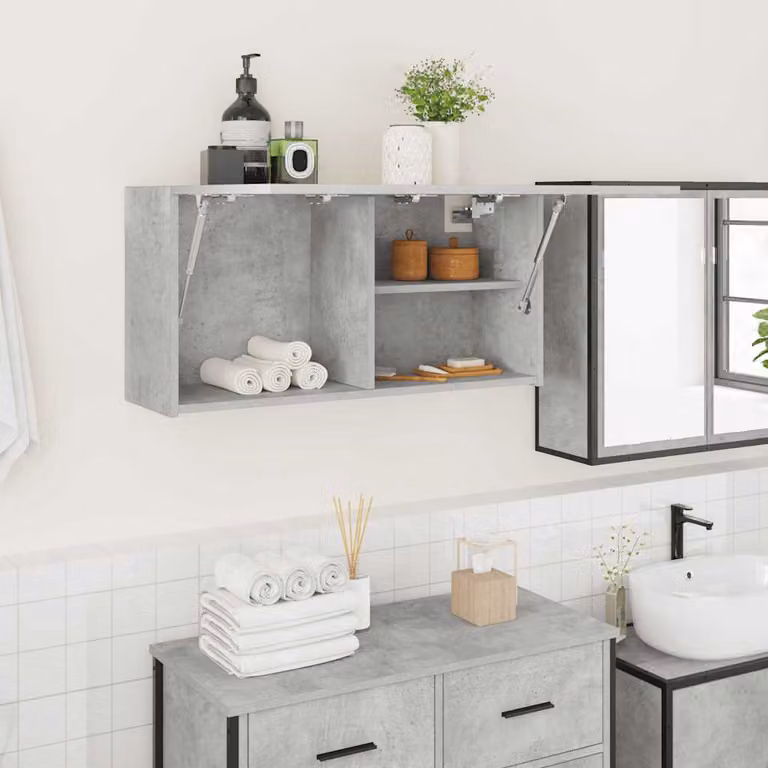 Mobile da bagno a parete vidaXL in MDF Grigio, L 80 x P 25 x H 40 cm