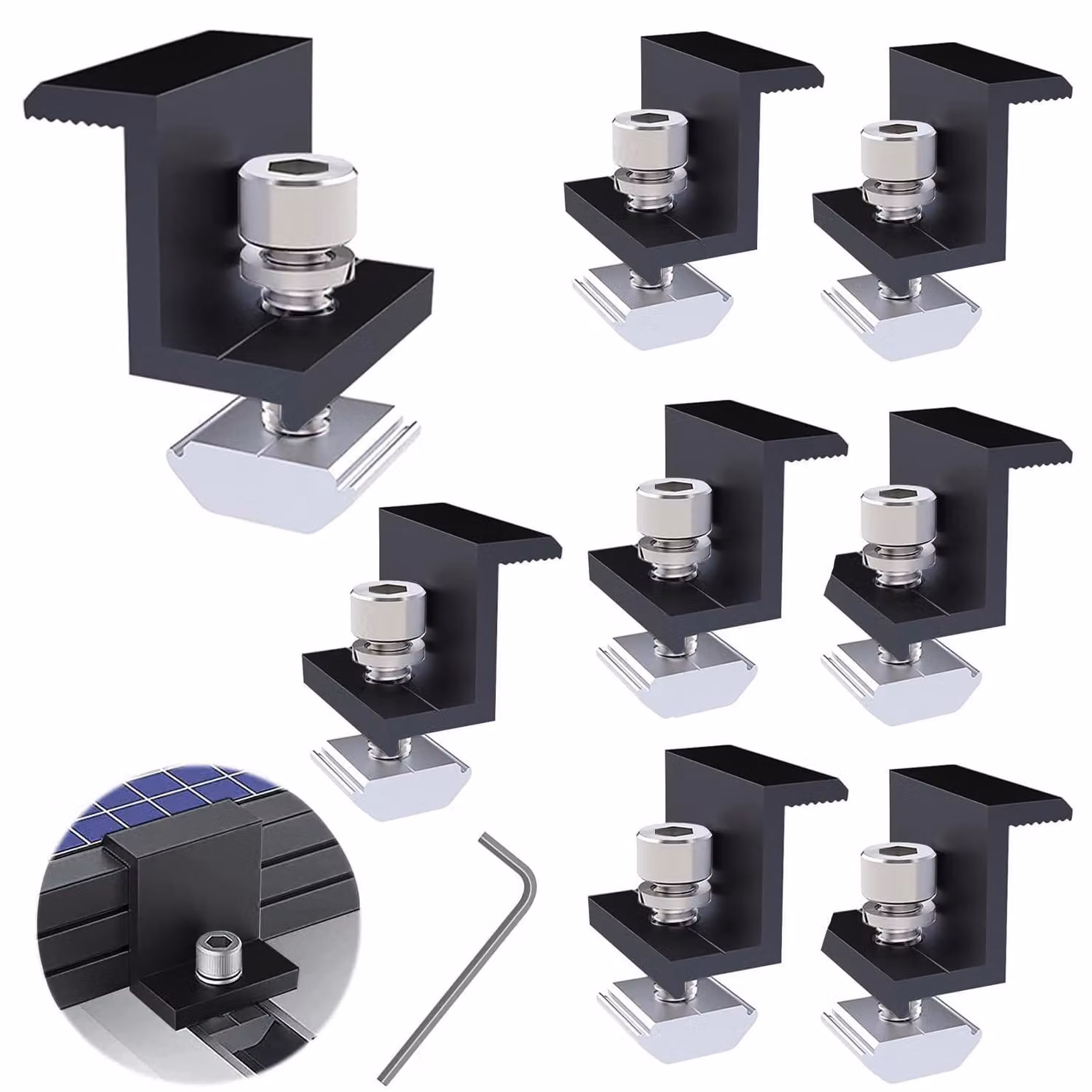 Set di 8 supporti per moduli fotovoltaici, adatti per pannelli solari