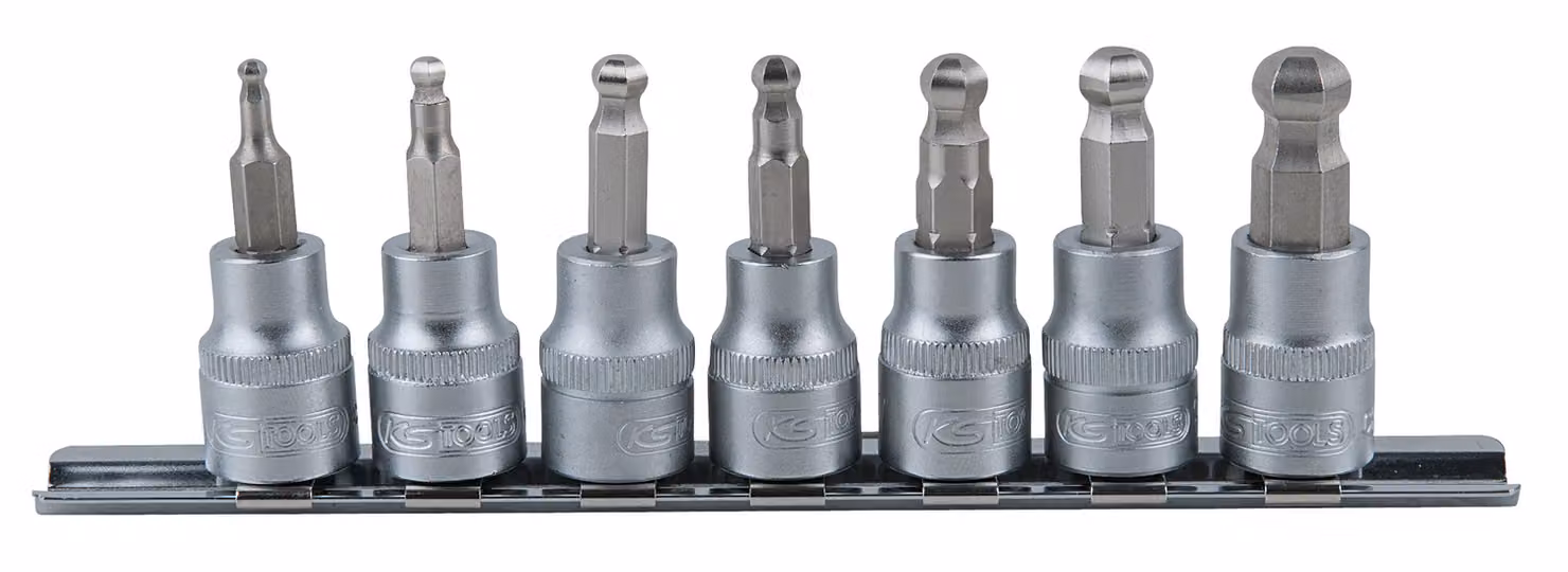 KS TOOLS Set di bussole esagonali da 3/8" con testa sferica 7 pezzi - 911.3922