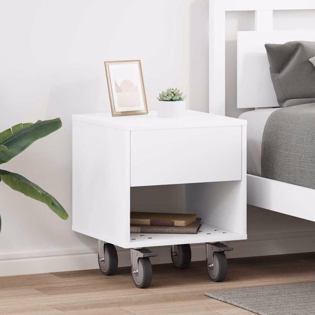 Set di 2 comodini moderni vidaXL in legno MDF bianco L/P/H: 40,5 x 40 x 48 cm