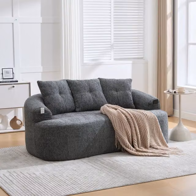 Divano 2 Posti con Cuscini in Chenille ¨C Xylo ¨C Grigio