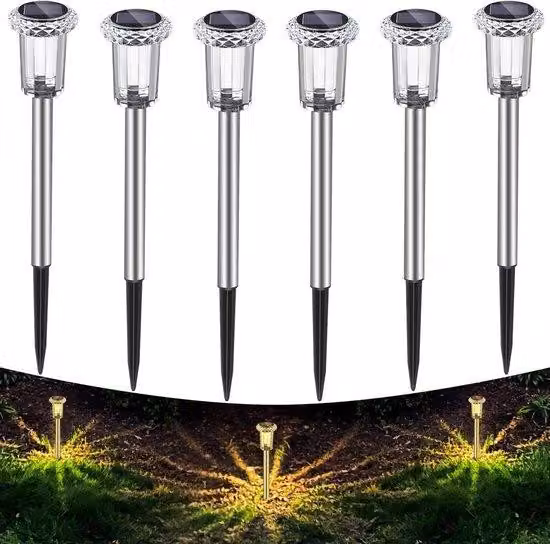 Lampade a LED per giardino ed esterni, IP65, illuminazione a LED per prato e pavimentazione (bianco caldo), confezione da 6 pezzi
