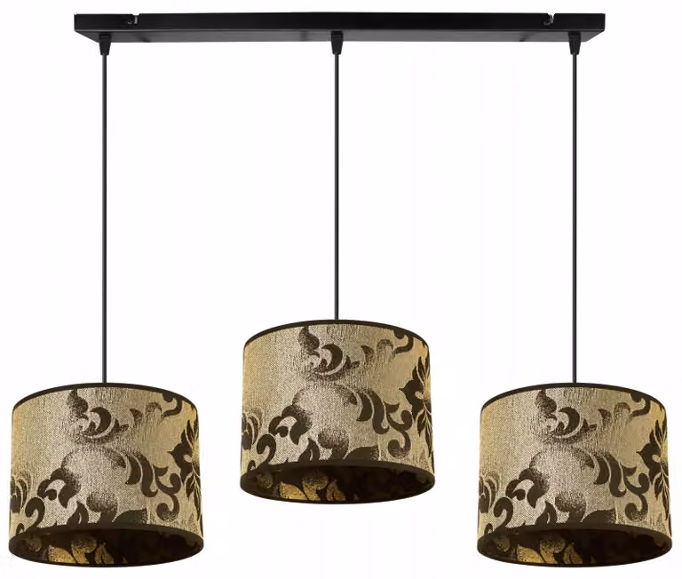 Lampada a sospensione, lampadario, paralume, motivo dorato