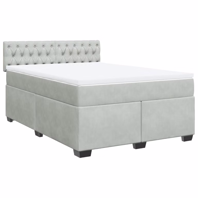 Giroletto a Molle con Materasso Grigio Chiaro 160x200cm Velluto