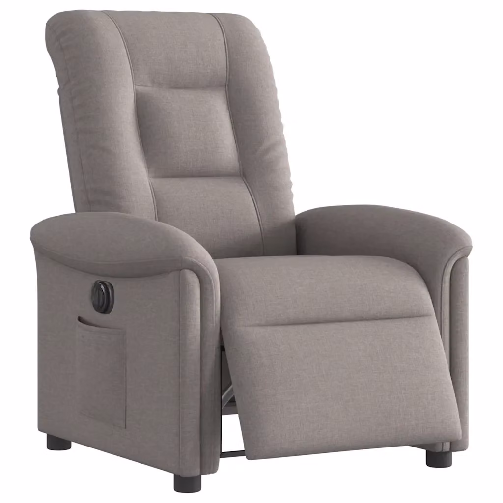 Poltrona elettrica reclinabile relax vidaXL in tessuto beige e grigio con braccioli e funzione auto-return – 2