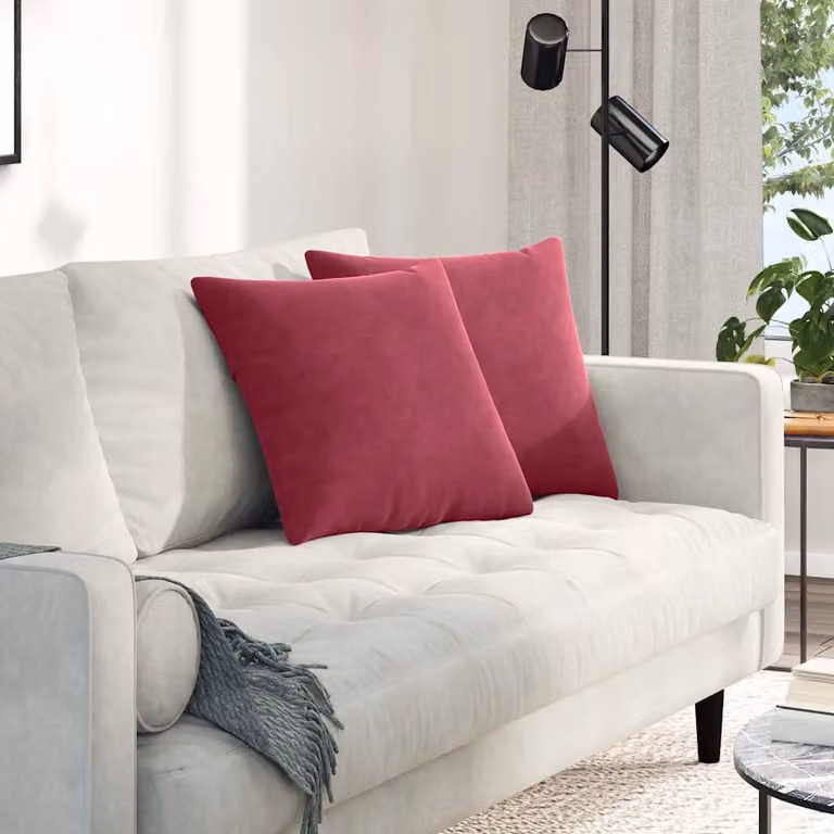 Set di 2 cuscini da divano quadrati vidaXL in tessuto a coste rosso, L 45 x P 45 x H 45 cm
