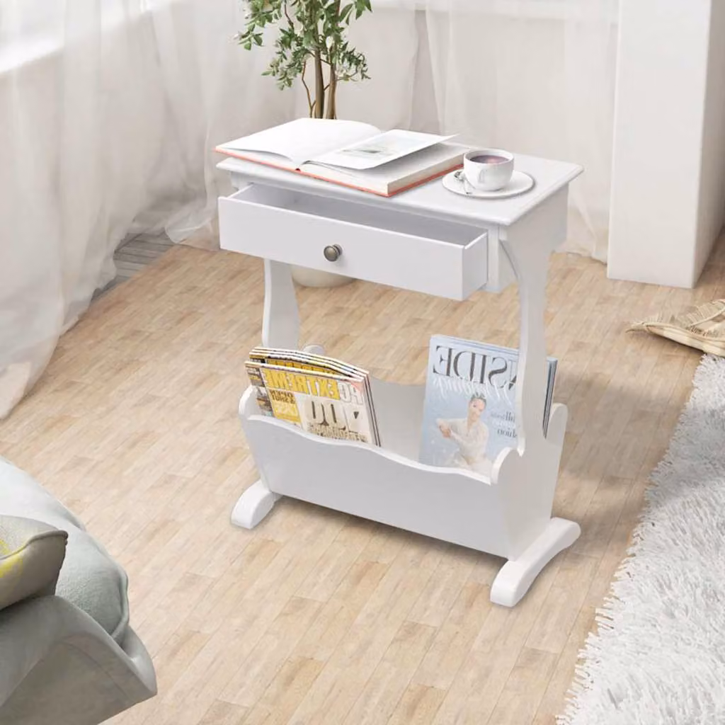 Portariviste vidaXL Melrose Bianco in legno e MDF per soggiorno e camera da letto