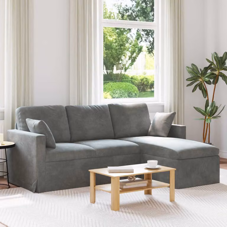 vidaXL Divano Moderno in Velluto Grigio con Struttura in Metallo L: 198 cm, P: 134 cm, H: 80 cm