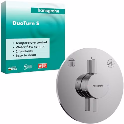 hansgrohe DuoTurn S - Rubinetto per doccia incasso per 2 utenze, Miscelatore monocomando tondo per iBox universal 2, cromo