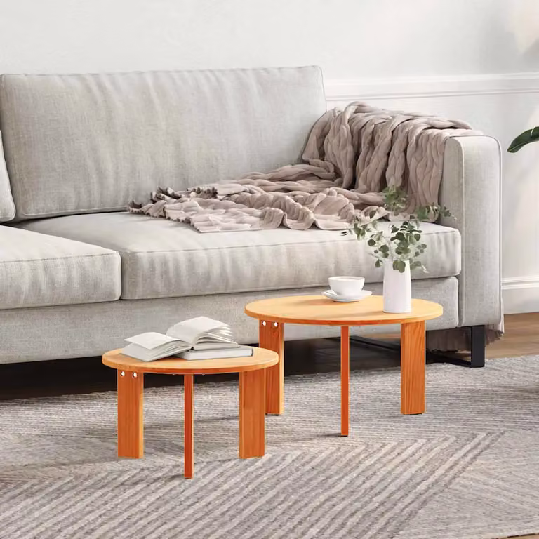 Set di 2 tavolini da salotto vidaXL in legno di pino marrone cerato, L/P/H: 47,5 x 47,5 x 27 cm