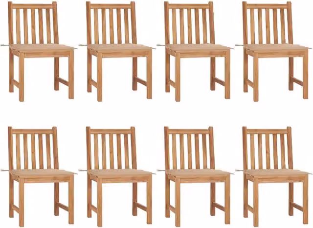 Set di 8 sedie da giardino vidaXL in legno massello di teak con cuscini beige e marrone