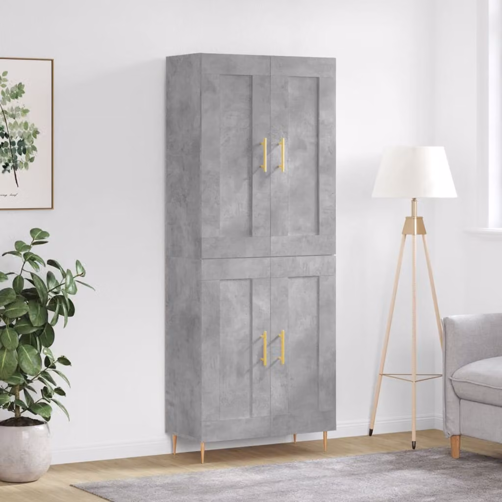 Credenza moderna vidaXL in legno e metallo, Grigio e Oro, L: 69,5 cm, P: 34,0 cm, H: 180,0 cm