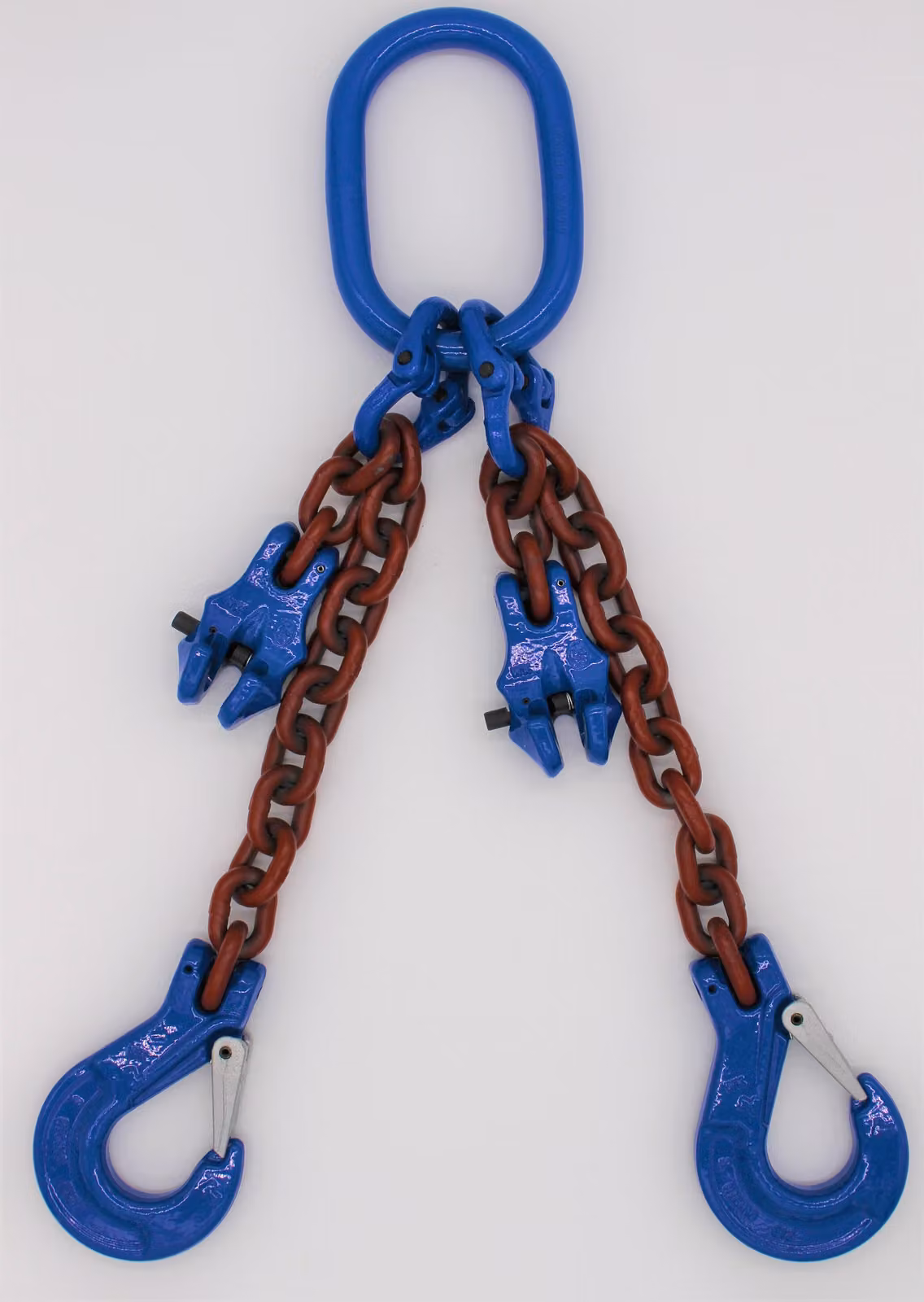 Catena da imbracatura grado 10 a 2 fili 2,0 m 8 mm con accorciamento rosso-marrone