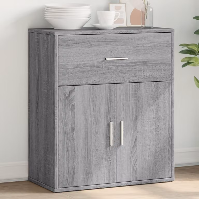 Credenza moderna vidaXL in legno multistrato grigio, da appendere al muro, L: 60 cm, P: 31 cm, H: 70 cm