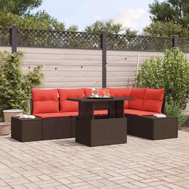 Set Divano da Giardino 6 pz Marrone polyrattan 3357927