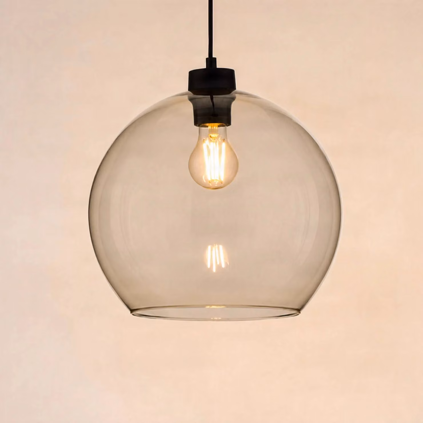 Lampada a sospensione in vetro Cubus TK Lighting, dimmerabile, Crema / Ambra, Soggiorno / Sala da pranzo, Vetro, Moderno, Lampada a sospensione