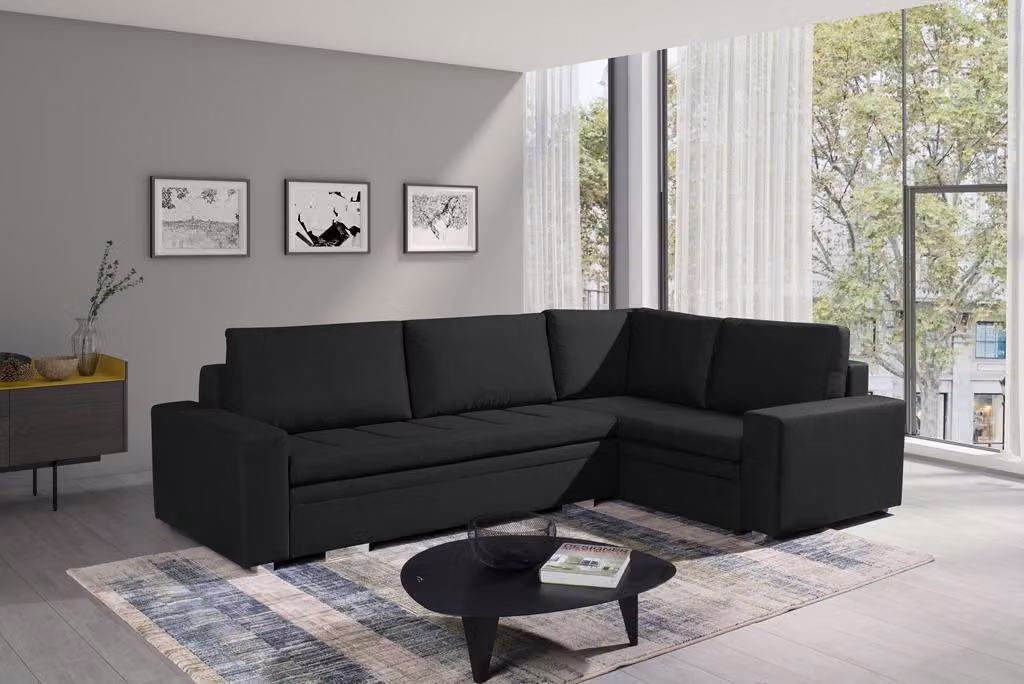 Moderne Ecksofa Wohnzimmer Textil Stoff Schlafsofa Couch Wohnlandschaft Polster